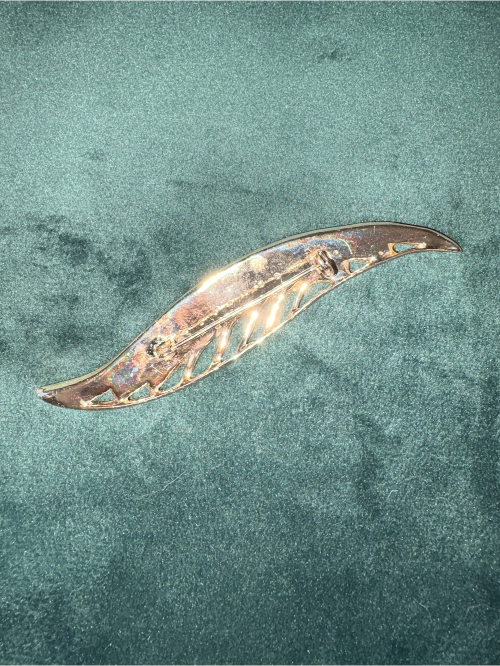 Mid-century Rhinestone Feather Brooch - Picture 6 of 8
